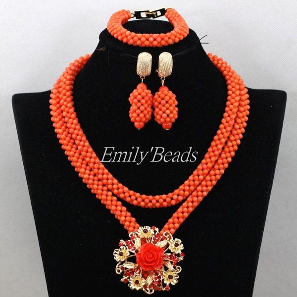 

earrings & necklace fashion beads jewelry set nigerian wedding coral sets costume african 2021 cj659, Silver