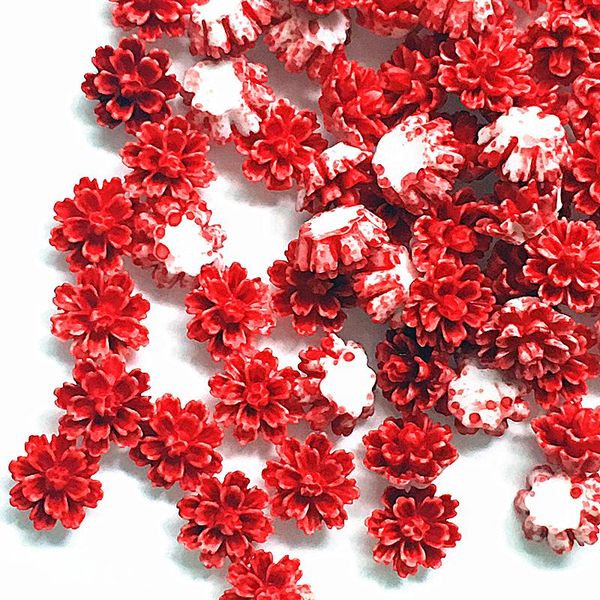 

100pcs 12*13mm red resin flowers decorations crafts flatback cabochon for scrapbooking diy accessories craft tools