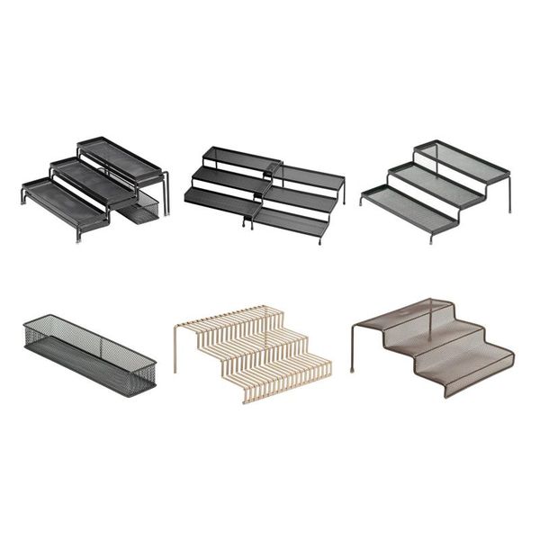 

hooks & rails 1pc 3-tier expandable steel spice rack step shelf cabinet organizer