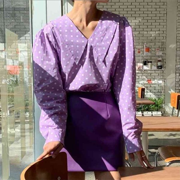 

spring autumn women's blouse korean style storm point long-sleeved thin loose casual female gx410 210507, White