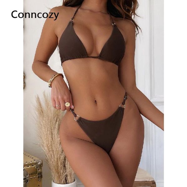 

women's swimwear summer halter solid mirco bikini sets 2021 female triangle bag swimsuit bandage bathing suit brazilian trajes, White;black