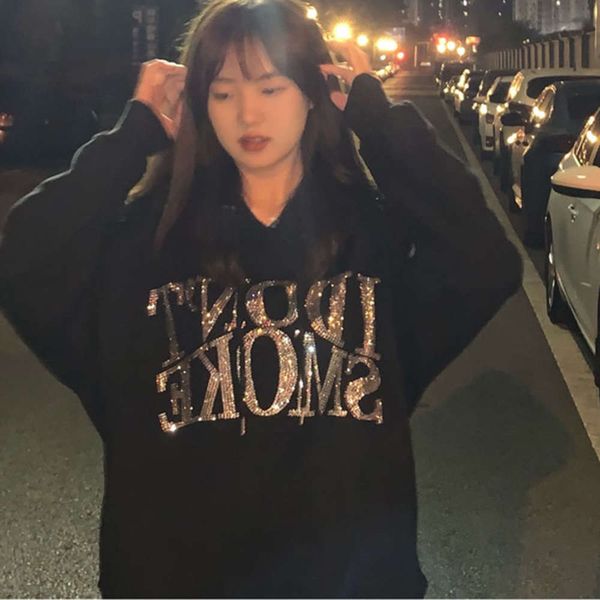 

autumn hooded drill street sweater thin coat long sleeve top, Black;brown