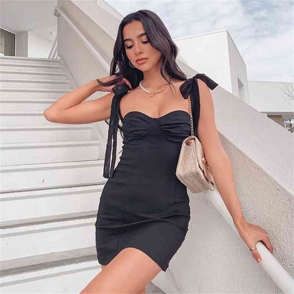 

women's knits & tees bow tied mini dress bodycon strapless off shoulder lace up solid black short party club dresses female s, White