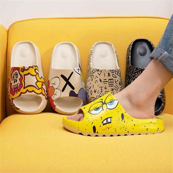 

official website 70% off outlet wholesale new summer men's slides breathable cool beach sandals indoor house slippers graffiti casual m, Black