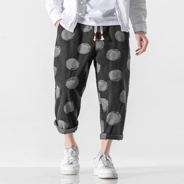 

summer large men's straight wash harlan jeans chinese denim capris, Blue