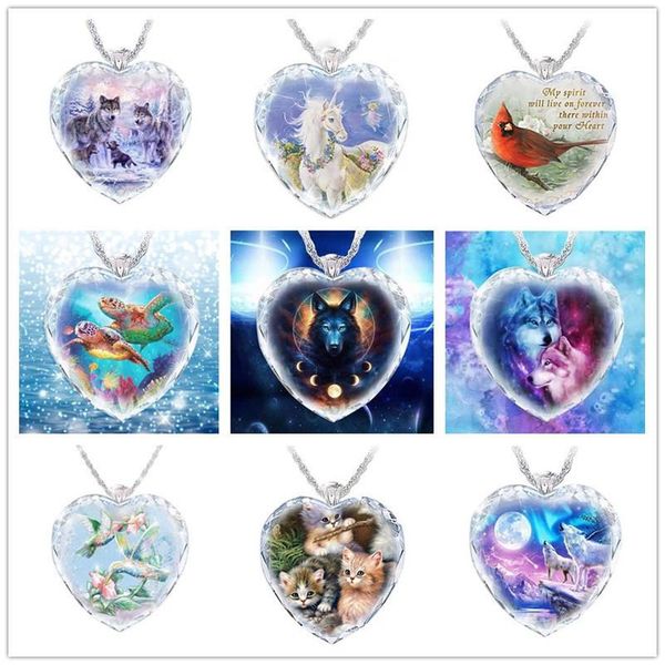 

chokers cute bird necklace for women peace dove olive branch heart choker glass crystal collares chain vintage jewelry, Golden;silver