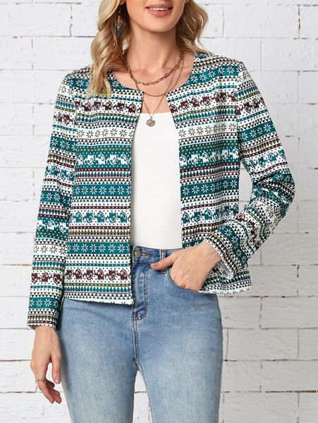 

emery rose elephant & geo print open front jacket e6tf#, Black;brown