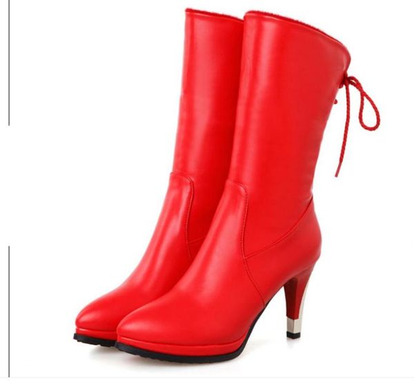 

boots women's in winter high fine heel pointed end, Black