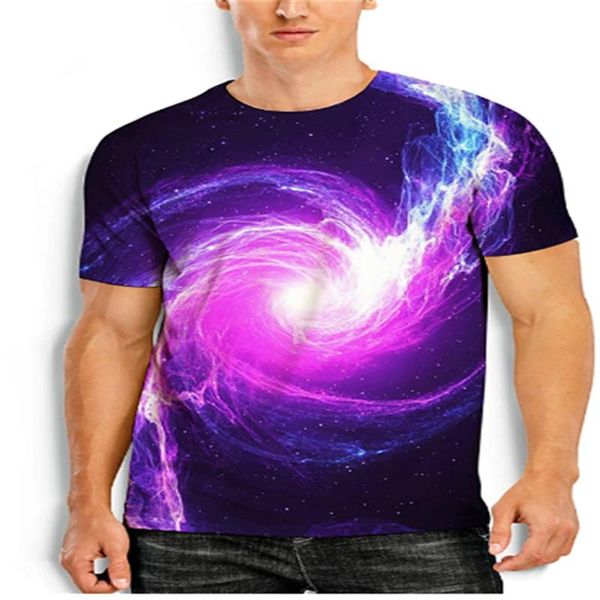 

men's t-shirts 2021 fashion t-shirt beautiful starry sky 3d printing short sleeve summer round neck streetwear, White;black