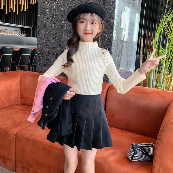 

pullover 2022 spring autumn fashion knit kids girls sweaters baby teen knitted clothes children knitwear long sleeve sweater, Blue