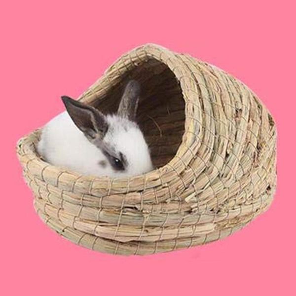 

small animal supplies pet hamster natural grass woven slipper shape warm nest bed molar toy light yellow storage box for cats