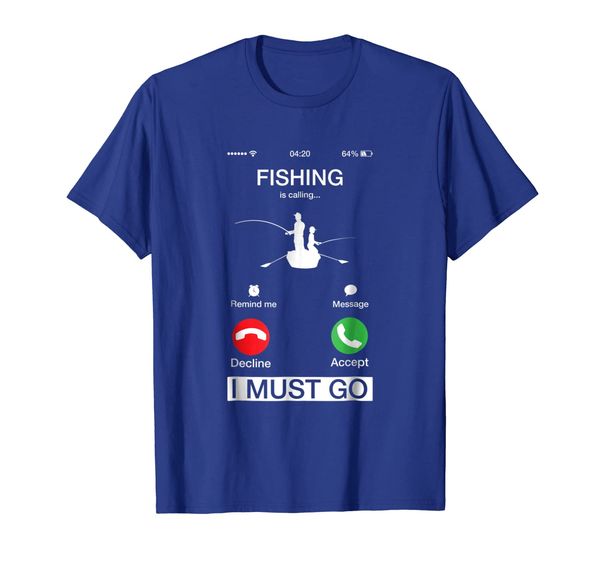 

fishing is calling and i must go funny phone screen t-shirt, White;black