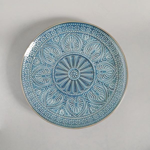 

dishes & plates relief ceramics plate floral stripes main course western steak pasta dish retro european style home kitchen tableware