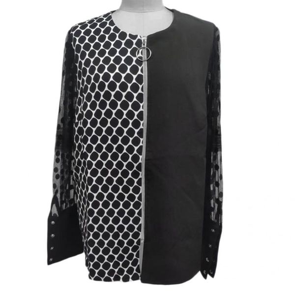 

women's blouses & shirts skin-friendly fashion zipper v-neck women blouse soft casual lace sleeve for daily wear, White