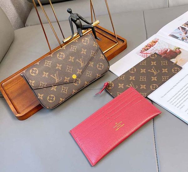 

designer handbags shoulder bag totes 3pcs set pochette accessories brown flower messenger chain strap cross body ladies flap purse clutch wi