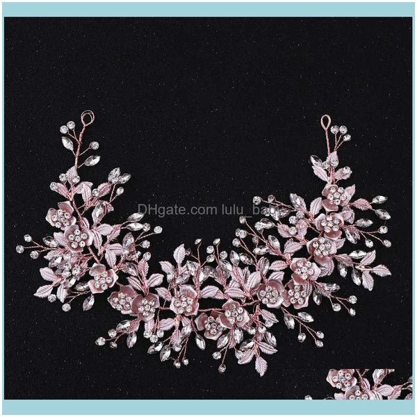 

jewelrytrendy rose gold crystal flowe bridal headpiece headband tiara handmade band jewelry wedding hair aessories drop delivery 2021 vdklh, Slivery;golden