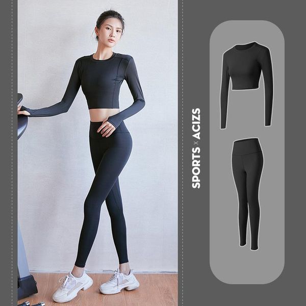 

yoga outfit svokor women large size gym clothing seamless fitness sport set workout long-sleeved running quick-drying sportswear