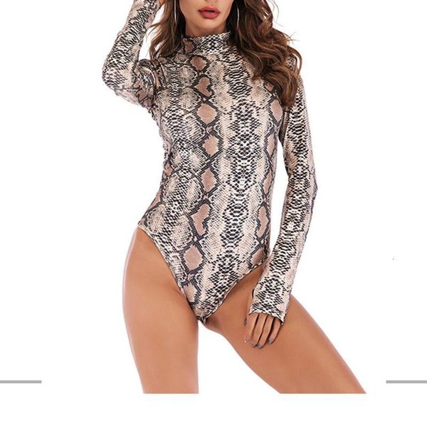 

women's jumpsuits & rompers women bodysuits leopard print long sleeve fitted bodysuit ladies spring fashion turtle neck short jumpsuit, Black;white
