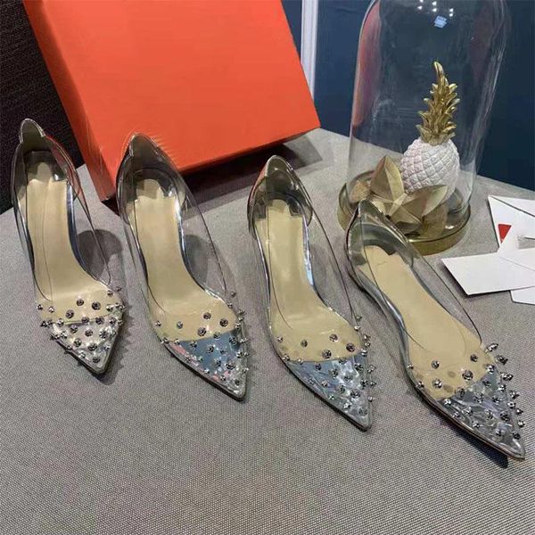 

dress shoes silver high heels crystal transparent film rhinestone sequins pointed stiletto shallow mouth wedding bride bridesmaid 42s, Black