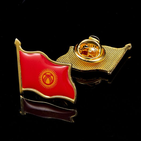 

30pcs kyrgyzstan national flag metal lapel pin craft color badge customized safety pins