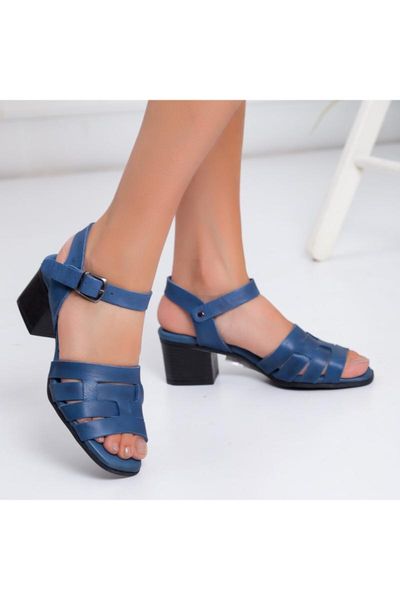 

sandals genuine leather high-heeled, Black
