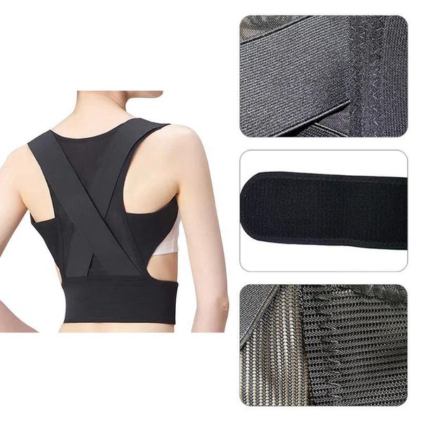 

back brace posture corrector for men and women adjustable support improves provides lumbar pain, Black;blue