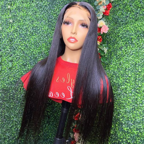 

lx brand 26inch 180%density long straight synthetic lace front wigs for women with baby hair heat resistant fiber hair daily wear wigsfacto, Black