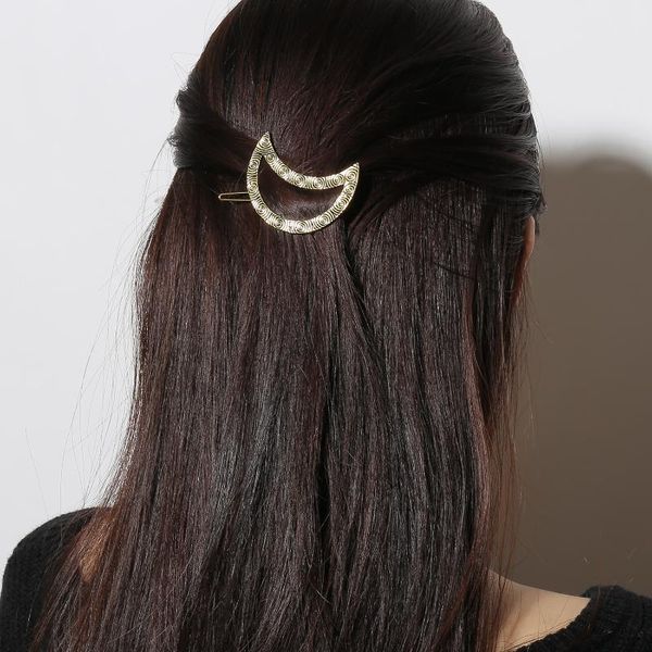 

hair clips & barrettes retro exaggerated moon pattern metal women's hairpin simple temperament fashion all-match accessories, Golden;silver