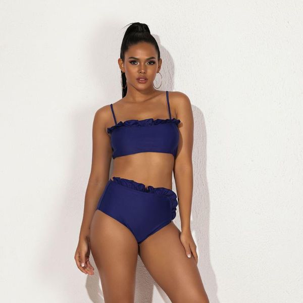 

sling women bikinis solid halter padded push up female swimsuit bikini sets swimsuits high waist bathing suit bodysuit women's swimwear, White;black
