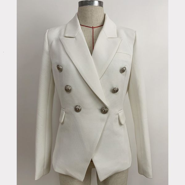 

women's suits & blazers fashion classic style original design blazer silver metal buckles double-breasted slim jacket thick fabric blen, White;black