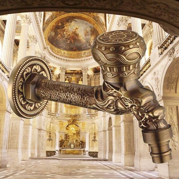 

bathroom sink faucets antique brass dragon carved tap faucet decorative outdoor garden bibcock washing machine single cold taps