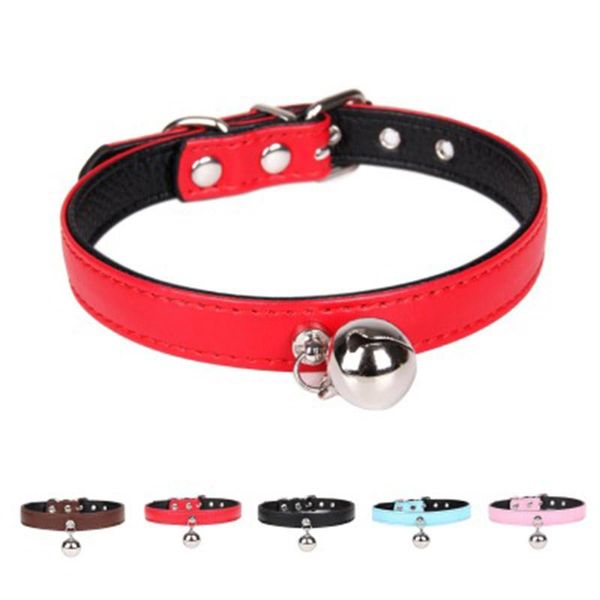 

dog collars & leashes pet supplies adjustable pu leather cat bells puppy kitty necklace lovely neck strap fashion collar leash