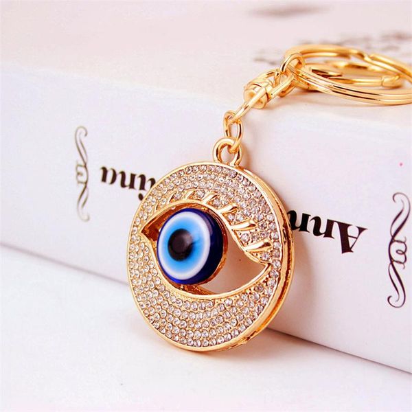 

keychains fashion crystal evil eye key ring car keychain women charms handbag pendant chains, Silver