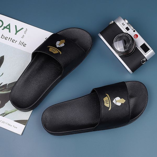 

men's ladies slippers luxury comfortable sandals spring summer autumn fashion wide flat slippers size 39-45, Black