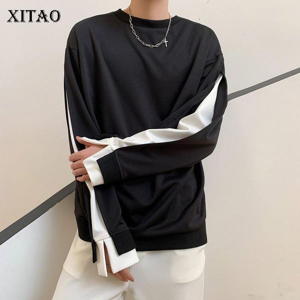 

women's hoodies & sweatshirts xitao fashion sweatshirt women pleated pullover small fresh casual 2021 autumn plus size patchwork loose, Black