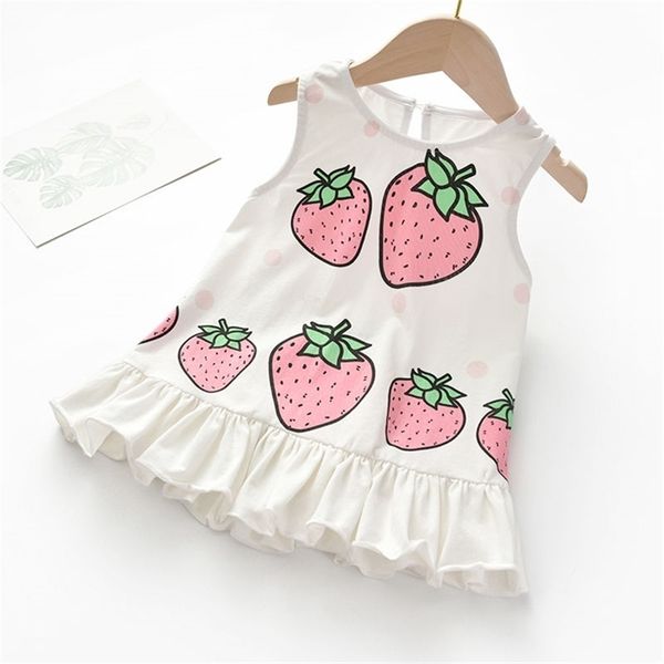 

girls summer dress baby vest skirt cotton thin p4187 210622, Red;yellow