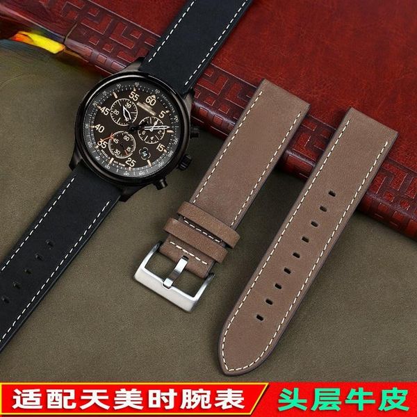

watch bands genuine leather strap men's suitable for tianmeishi t49905 series city movano cowhide bracelet 20 22mm, Black;brown