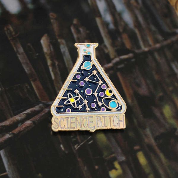 

experiment bottle science star brooch fashion oil dripping jewelry, Gray
