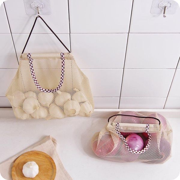 

storage bags hanging lattice mesh bag kitchen fruit and vegetable bathroom multi-purpose