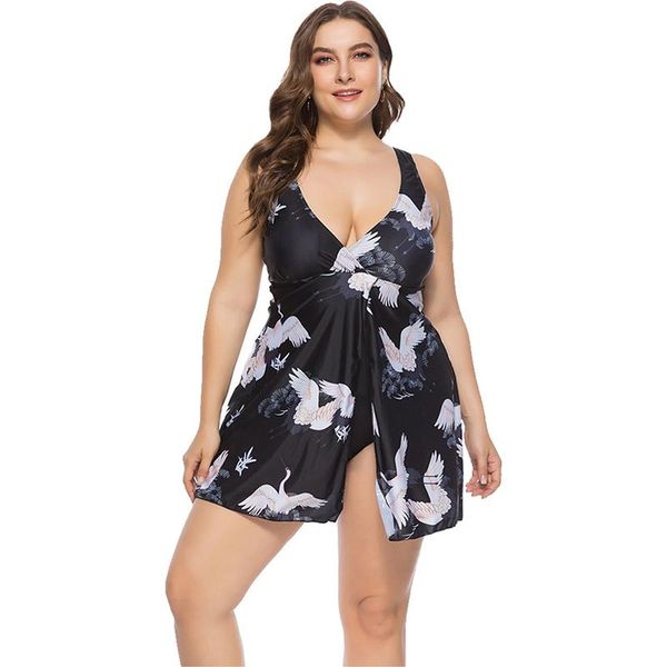 

ladies retro print tankini swimwear suit a large size swimsuit thickening big female xl-5xl biquini beach one-piece suits