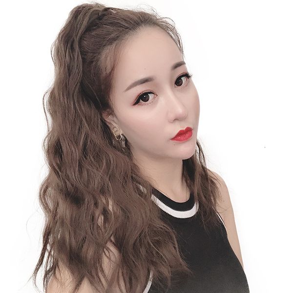 

wig women fashion corn perm curl upgrade grab ponytail matte, Black;brown