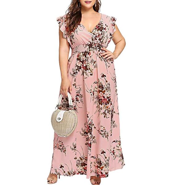 

casual dresses large size women's chiffon short sleeve printed spring and summer dress stall, Black;gray