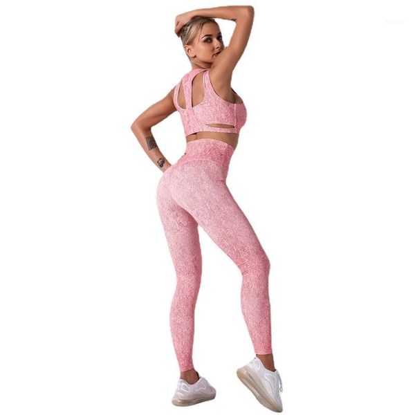 

yoga outfit pants printing series hip lifting bra set moisture wicking running exercise workout women