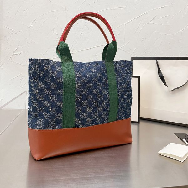 

luxury handbags women bags shopping crossbody bag fashion travel tote large capacity classic denim print style 50