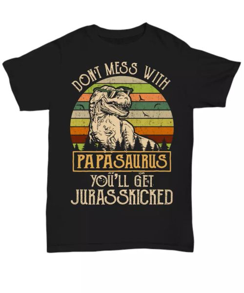 

papasaurus t-shirt for papa dad daddy t-rex dinosaur funny father's day tee gift, White;black