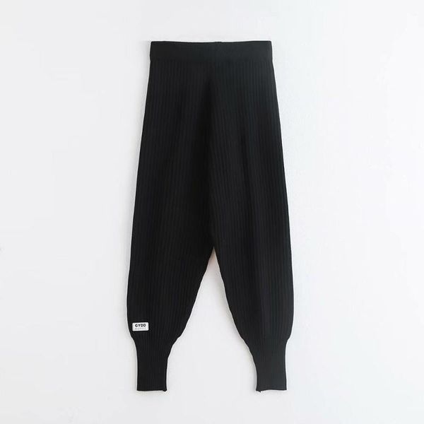 

women's pants & capris diyig woman 2021 autumn korean style loose slimming elastic waist knitted leggings online grandma, Black;white