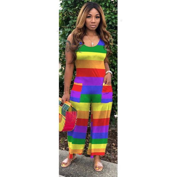 

sh7181 women's dresses casual rainbow stripe pants, Black;gray