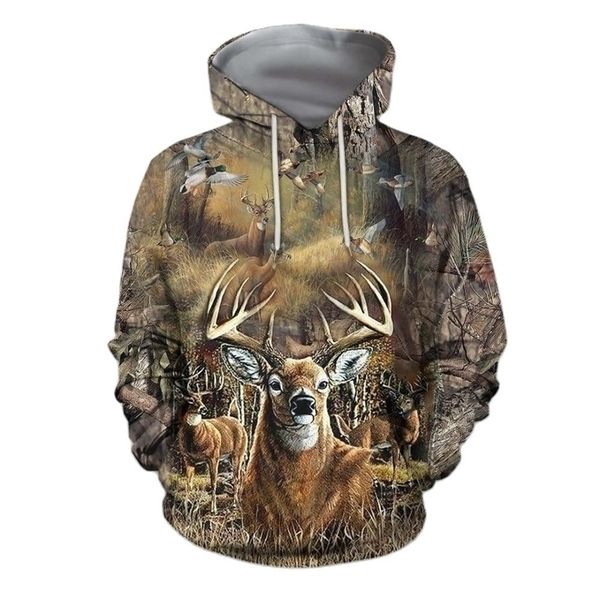 

forest camouflage animal moose pattern prints male hoodie hunting men fashion lent and reclaim street casual losse oversized top, Black;green