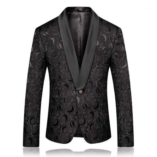 

men's suits & blazers 2021 brand blazer men shawl collar wedding stage singer dress jacket male casual slim fit suit clothing m-5xl, White;black