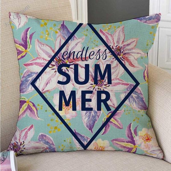 

cushion/decorative pillow floral pattern summer living room decorative cushion cover tropical style flowers letter watercolor linen sofa thr